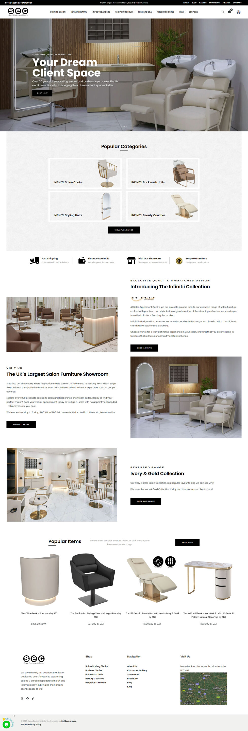 Salon Equipment Centre Website Design