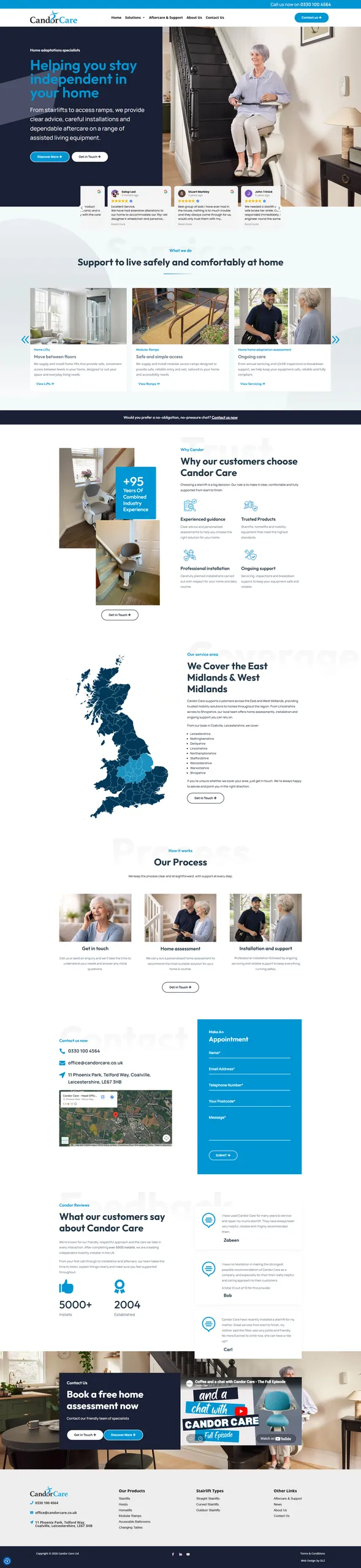 Candor Care Stairlifts Web Design