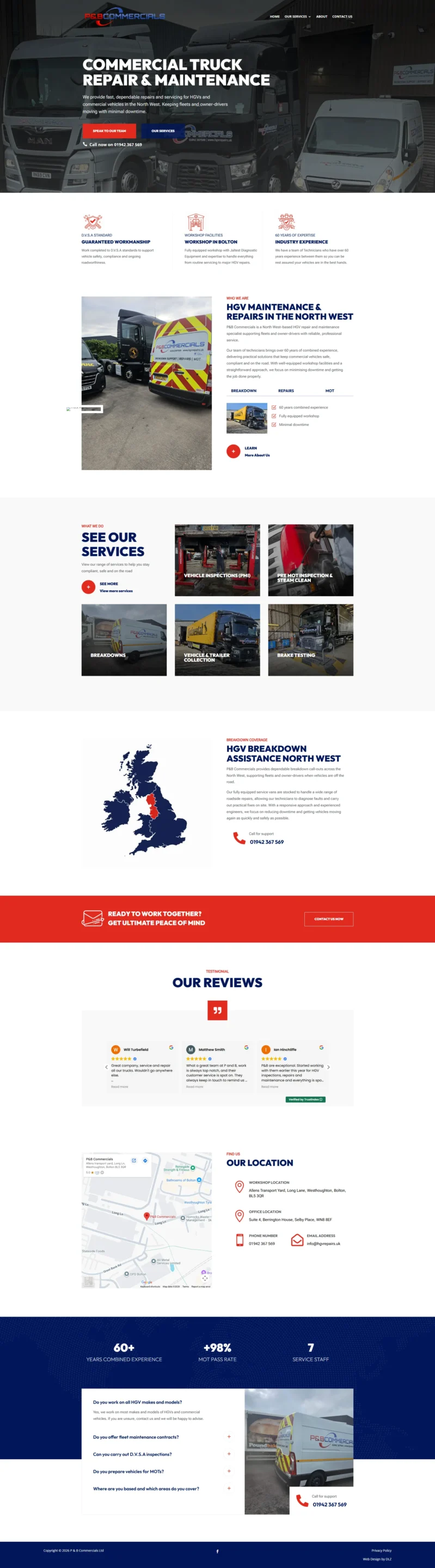 P&B Commercials Truck Repair Website Design