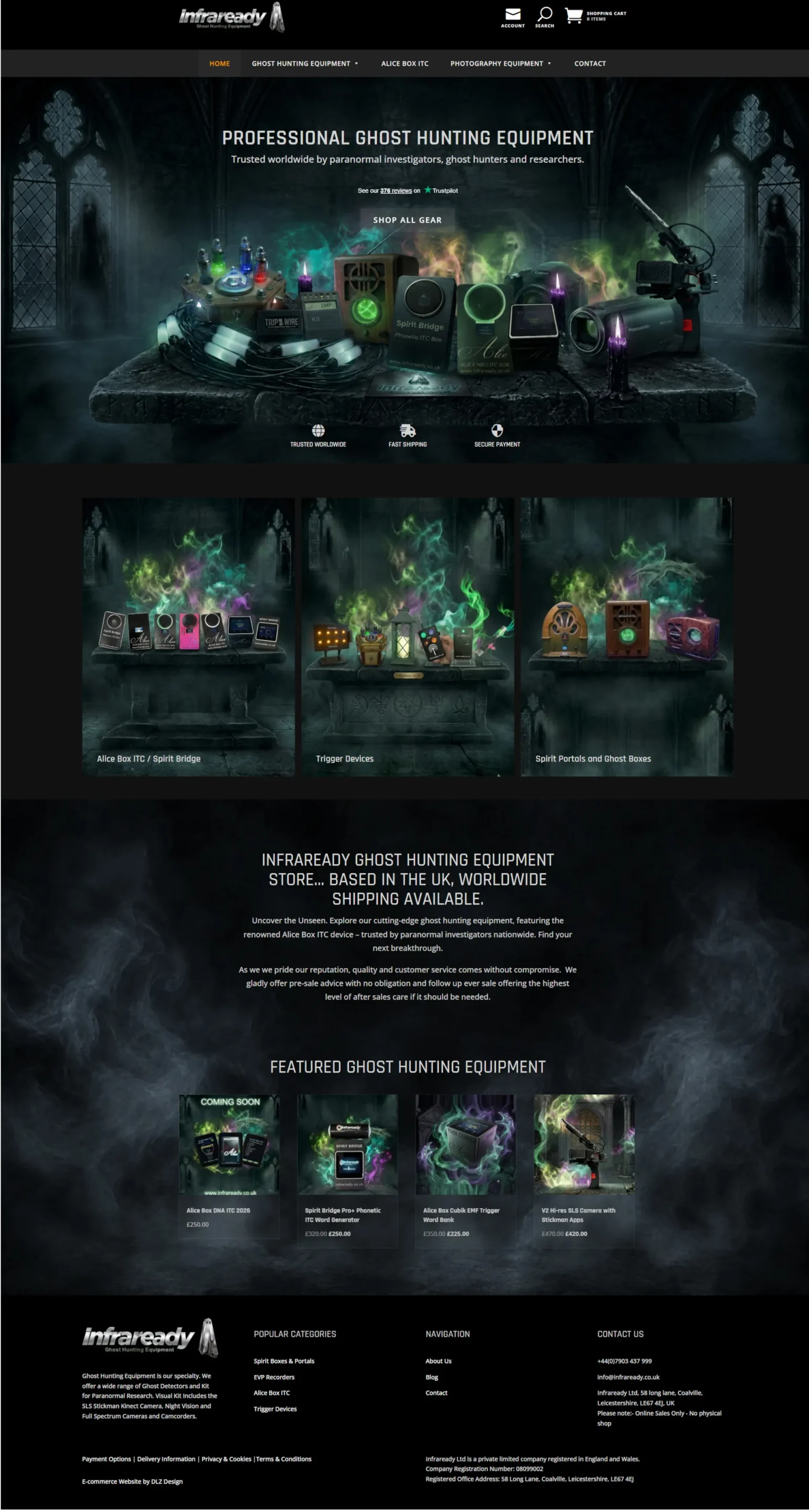 Infraready Ecommerce Ghost Hunting Website Design